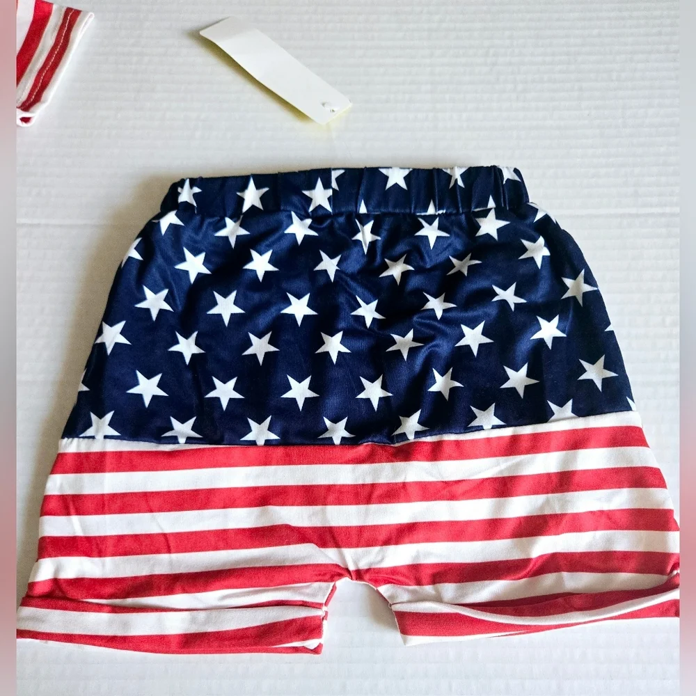 Baby Girl Patriotic USA Outfit Set Stars Stripes Red White Blue‎ 9-12 Months NWT